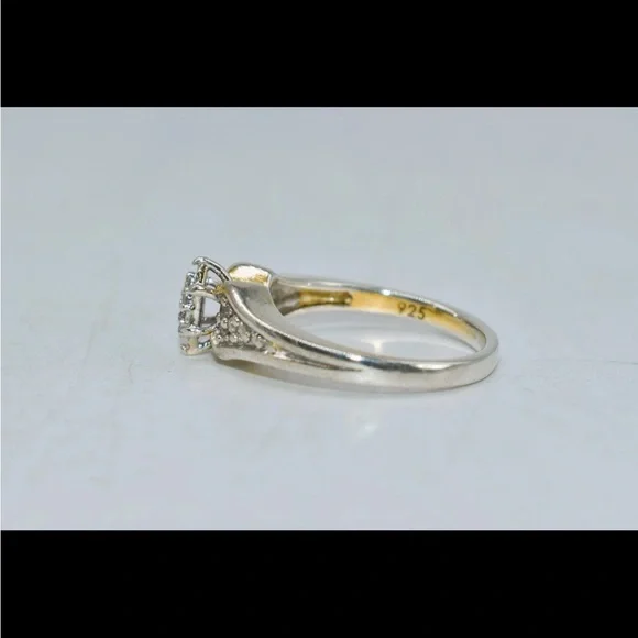 14k Gold - Silver Fill- Engagement Promise Ring - 1/10 CT White Diamond - Size 7 - Picture 4 of 15